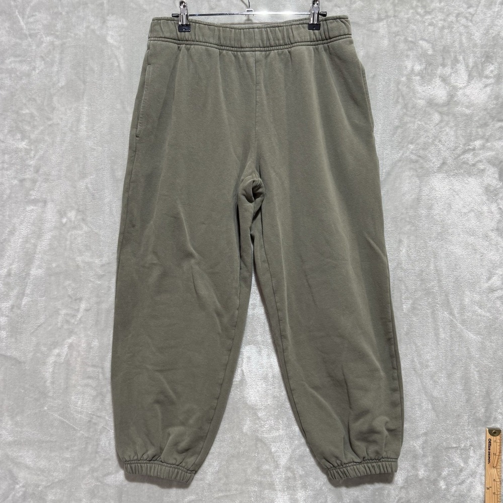 Athleta Sweatpants Womens Small Petite Green Fleece Everyday Wear Cozy High Rise
